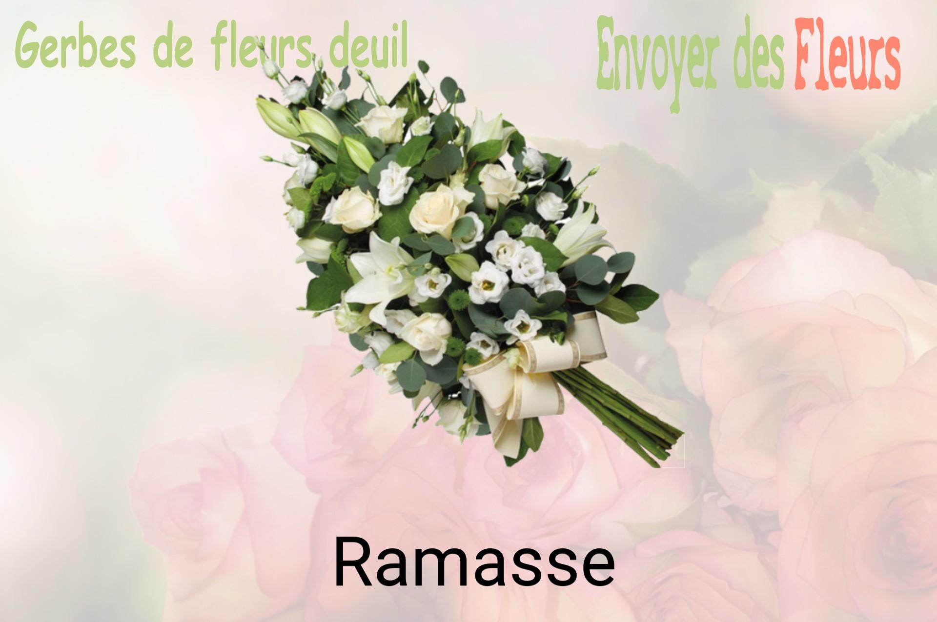 Gerbe de fleurs de deuil livrée à Ramasse